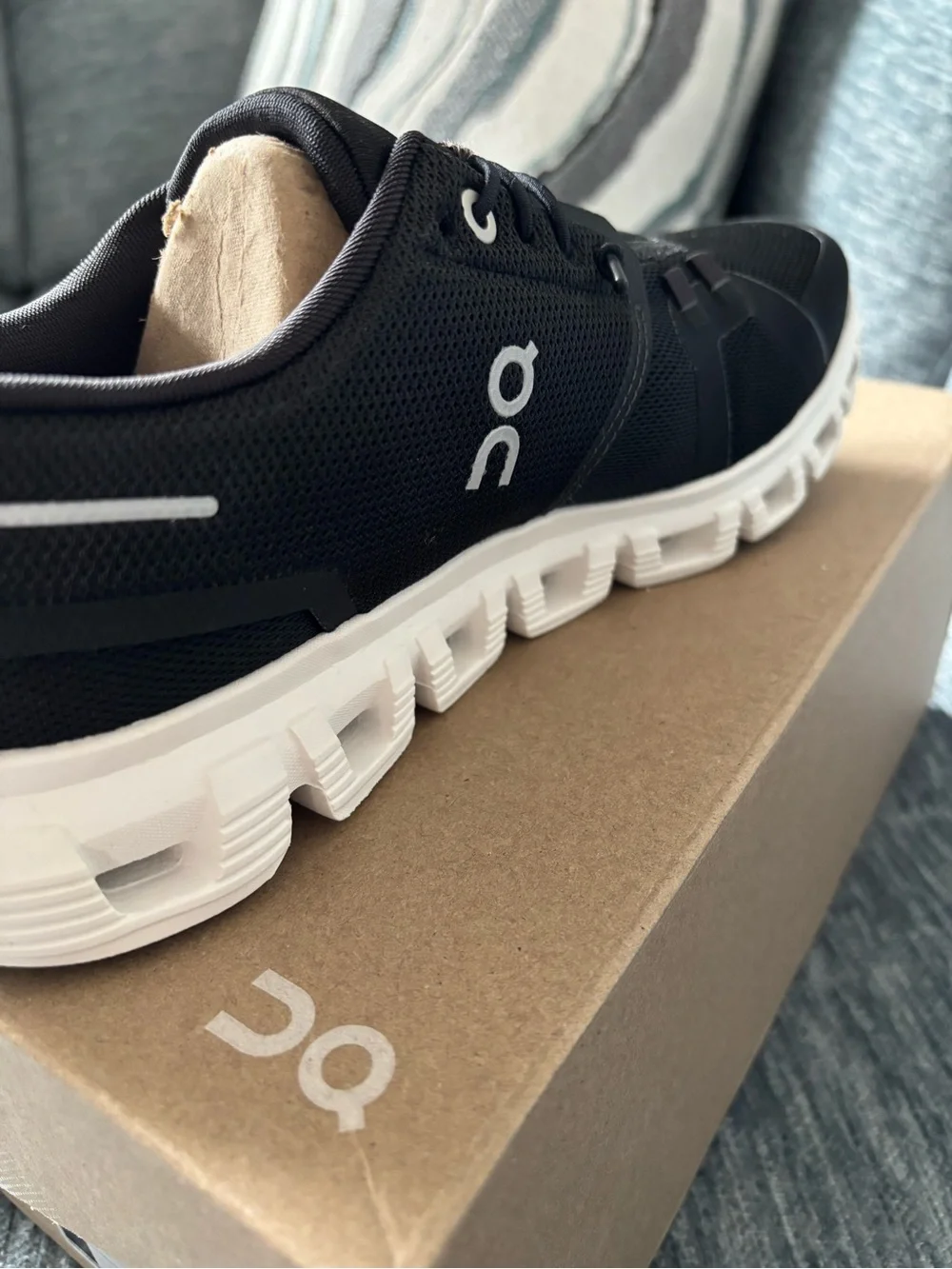 On Cloud Running Shoe Women's Black and White Cloud Sneaker